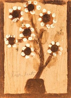 Jimmy Lee Sudduth (1910-2007) Flower Painting