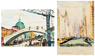 Luigi Corbellini (1901-1968) 2 Watercolor Paintings