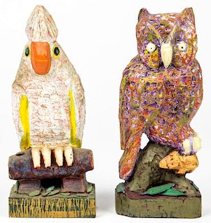 Fred Gerber (20th c.) Owl and Parrot