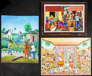 3 Haitian Paintings (20th c.) by Various Artists