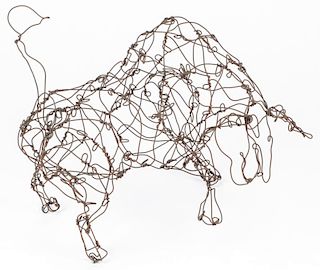 Thai Varick (1941-2001) Rearing Bull Wire Sculpture