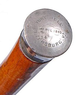 39. Civil War Cane-  Dated 1865- “Fort Hell April 1865 Petersburg, V.”, the shaft of this c