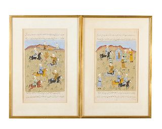 Pair of persian book illustrations