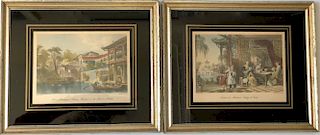 A PAIR OF CHINESE  LANDSCAPE ETCHINGS ENGRAVED BY S.BRADSHAW