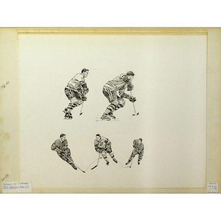Sports Illustrated Original Sketch by Robert Riger "The Violent Skills Of Ice Hockey"