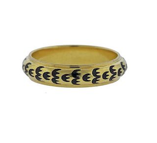 18K Gold Enamel Band Ring