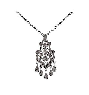 14K Gold Diamond Drop Pendant Necklace