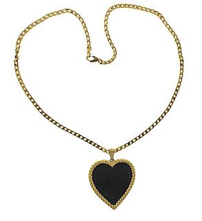 18K Gold Wood Heart Pendant Necklace