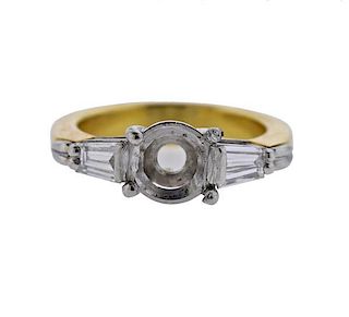 18K Gold Platinum Diamond Engagement Ring Mounting