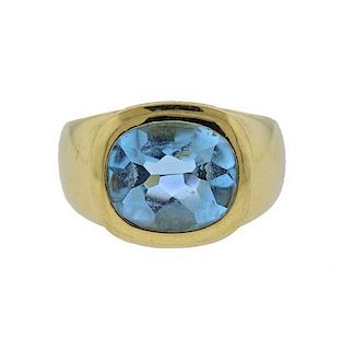 18K Gold Blue Gemstone Ring