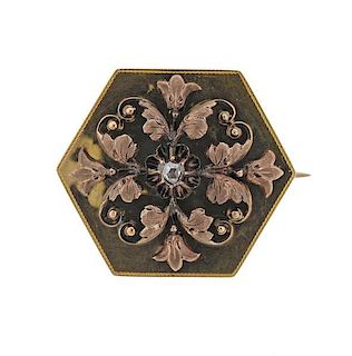 Antique Victorian 18K Gold Diamond Brooch Pin