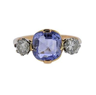 18K Gold Diamond Sapphire  Ring
