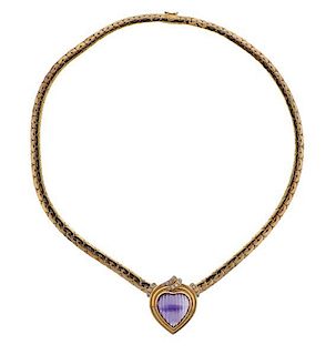 Carrera Y Carrera 18K Gold Diamond Amethyst Heart Necklace