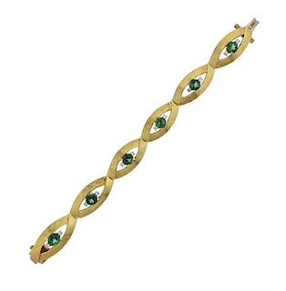 18K Gold Diamond Green Gemstone Bracelet