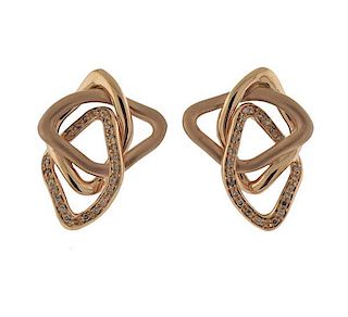 18K Gold Diamond Free Form Earrings