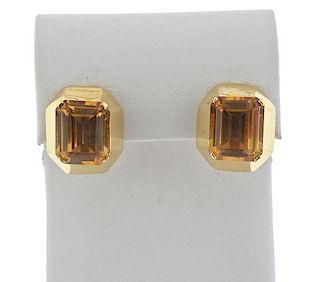 Retro 14K Gold Citrine Earrings