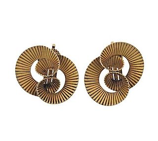 Retro 14k Gold Swirl Earrings