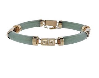 14K Gold Jade Bracelet