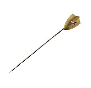 Antique Victorian 14K Gold Pearl Stick Pin