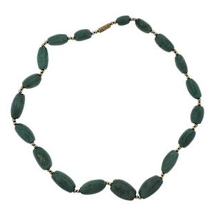10K Gold Green Stone Necklace