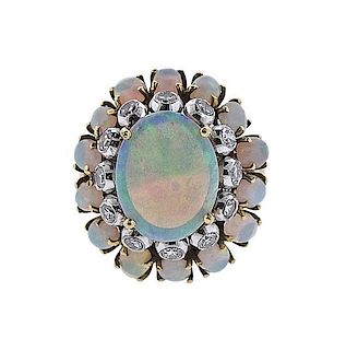 18k Gold Opal Diamond Cocktail Ring