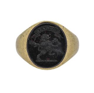 Antique 18k Gold Bloodstone Wax Seal Ring