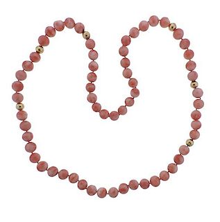Coral 14K Gold Bead Necklace