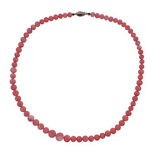 14K Gold Coral Graduated Bead Necklace
