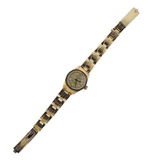 Rolex Oyster Perpetual 14K Gold Diamond Watch 6719
