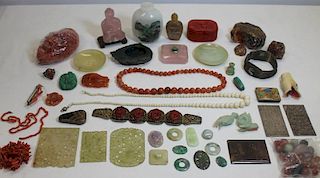 JEWELRY. Assorted Asian Jewelry and Carved Stone