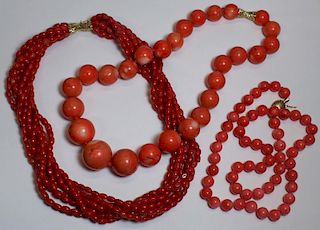 JEWELRY. Grouping of (3) Coral and 14kt Gold