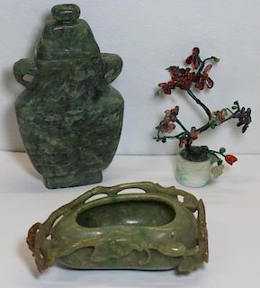 Assorted Grouping of Carved Asian Items.