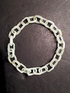 ANTIQUE Chinese White Jade Chain Bracelet, 2 1/2" inner Dia.