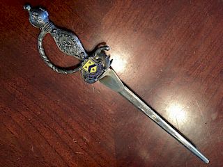 ANTIQUE Silver Sterling well carved Letter opener, 43.25 grams