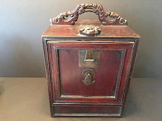 ANTIQUE Chinese Hardwood Jewelry Box, 19th century