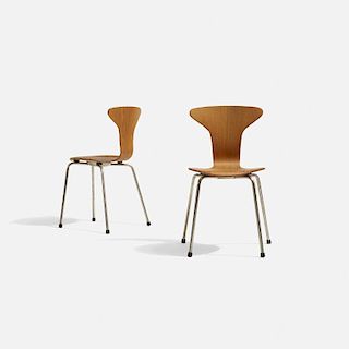 Arne Jacobsen, pair of child's chairs from the Munkegaard School