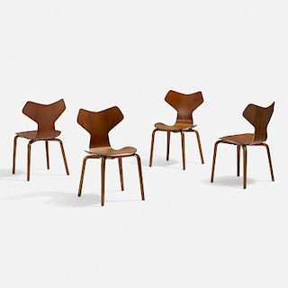 Arne Jacobsen, Grand Prix dining chairs, set of four