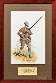 Framed Original Don Troiani Watercolor Figure Study of an African American, 3rd Connecticut Regiment