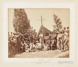 Civil War Albumen of Church Services at the Headquarters of the 69th New York State Militia