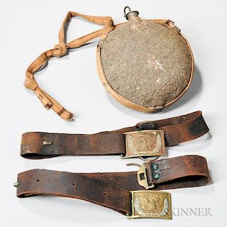 Two Civil War Belts and a Canteen