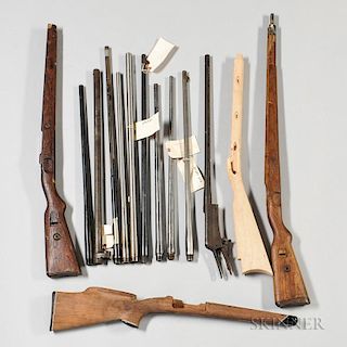 Large Group of Mostly Military Surplus Stocks and Barrels
