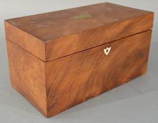 Mahogany tea box. height 6 inches, top: 5 1/2" x 11" Provenance: From the Estate of Faith K. Tiberio of Sherborn, Massachu
