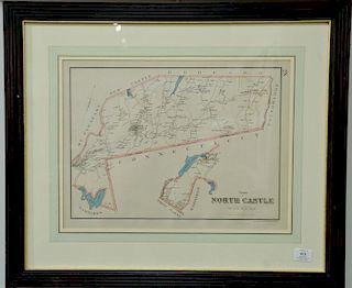 Map of the Town of North Castle, marked lower right: Copyrighted by Julius Bien & Co. 1893, professionally matted and framed 