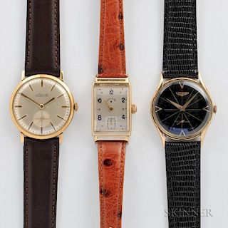 Three 14kt Gold Wristwatches