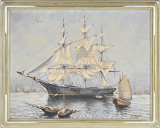 Arthur Small, oil on canvas of a ship