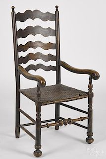 William and Mary ladderback armchair