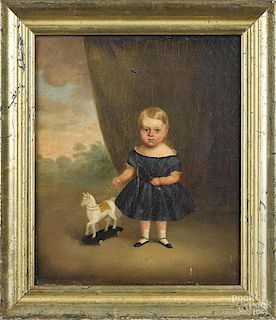 American oil on canvas folk portrait