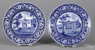 Historical blue Staffordshire plate and soup bowl