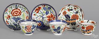 Three Gaudy Dutch cups and saucers