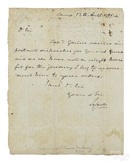 Marquis de Lafayette signed letter